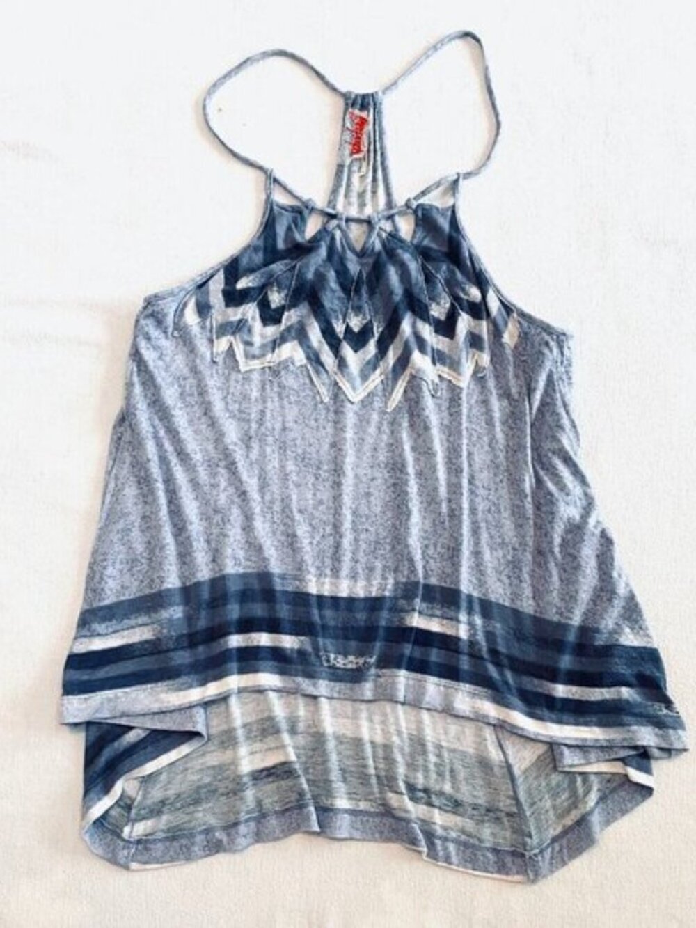 Free People top Women's Small blue spaghetti straps boho festival weekend casual - Picture 2 of 13